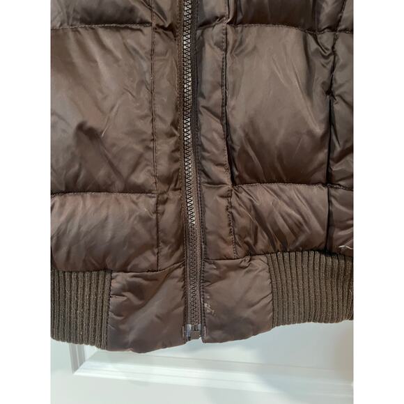 The North Face Size L 550 Puffer Jacket Cafe Brown hooded - Picture 3 of 8
